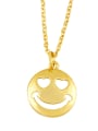thumb Brass Minimalist Hollow Smiley Pendant Necklace 2