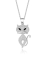 thumb 925 Sterling Silver Cubic Zirconia Icon Cat Cute Necklace 0