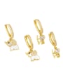 thumb Brass Rhinestone Enamel Letter Cute Huggie Earring 0