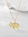 thumb Brass Cubic Zirconia Elephant Cute Necklace 2