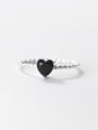 thumb 925 Sterling Silver Obsidian Heart Dainty Band Ring 2