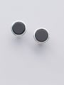 thumb 925 Sterling Silver Black Enamel Round Minimalist Stud Earring 2