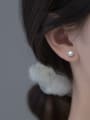 thumb 925 Sterling Silver Imitation Pearl Flower Minimalist Stud Earring 2