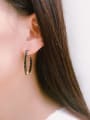 thumb Brass Cubic Zirconia Geometric Minimalist Hoop Earring 3