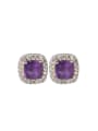 thumb 925 Sterling Silver Amethyst Square Dainty Stud Earring 0