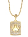 thumb Brass Cubic Zirconia Crown Vintage Heart Pendant Necklace 1