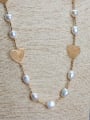 thumb Brass Freshwater Pearl Hollow Heart Vintage Necklace 0