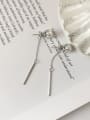 thumb 925 Sterling Silver  Minimalist Pearl slender tassel  Threader Earring 1