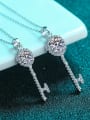 thumb Sterling Silver Moissanite Key Dainty Necklace 2
