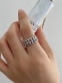 thumb 925 Sterling Silver Irregular Vintage Double Chain Band Ring 2