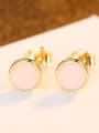 thumb 925 Sterling Silver Shell White Round Minimalist Stud Earring 3