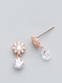 thumb 925 Sterling Silver Cubic Zirconia Round Dainty Drop Earring 2