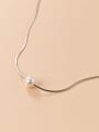 thumb 925 Sterling Silver Imitation Pearl Round Minimalist Necklace 0