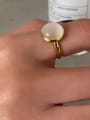 thumb 925 Sterling Silver Cats Eye Round Minimalist Band Ring 0