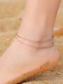 thumb 925 Sterling Silver Cubic Zirconia Minimalist Asymmetrical Chain Anklet 1