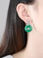 thumb Brass Emerald Geometric Ethnic Stud Earring 3