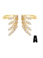 thumb Brass Cubic Zirconia Wing Vintage Stud Earring 3