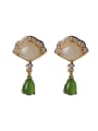 thumb 925 Sterling Silver Jade Triangle Vintage Drop Earring 0