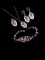 thumb Brass Cubic Zirconia Luxury Leaf   Ring Earring Braclete And Necklace Set 0