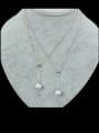 thumb Titanium Imitation Pearl White Round Minimalist Lariat Necklace 2