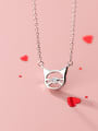 thumb 925 Sterling Silver  Minimalist Cute Hollow Cat Pendant Necklace 1