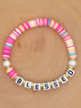 thumb Stainless steel Freshwater Pearl Multi Color Polymer Clay Letter Bohemia Handmade Weave Bracelet 0