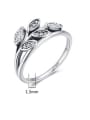 thumb 925 Sterling Silver Cubic Zirconia Leaf Vintage Band Ring 2