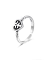 thumb 925 Sterling Silver Heart Cross  Vintage Band Ring 0