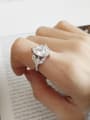 thumb 925 Sterling Silver Cubic Zirconia White Crown Minimalist Free Size Band Ring 0