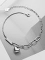 thumb 925 Sterling Silver Retro heart shaped geometry chain  Anklet 3