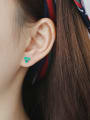 thumb 925 Sterling Silver Cubic Zirconia Green Flower Cute Stud Earring 0