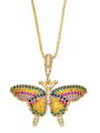 thumb Brass Cubic Zirconia  Vintage Butterfly Pendant Necklace 2