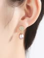 thumb 925 Sterling Silver Cubic Zirconia  Geometric Freshwater Pearls   Earring 1