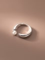 thumb 925 Sterling Silver Imitation Pearl Round Minimalist Band Ring 0