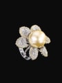 thumb Brass Cubic Zirconia Flower Luxury Cocktail Ring 2