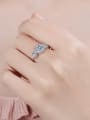 thumb Sterling Silver Moissanite White Square  Dainty Engagement Rings 1