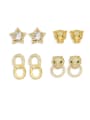 thumb Brass Cubic Zirconia Pentagram Cute Stud Earring 0