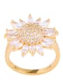 thumb Brass Cubic Zirconia Flower Statement Cocktail Ring 4