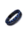 thumb Stainless steel Artificial Leather Weave Hip Hop Strand Bracelet 0