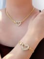 thumb Brass Cubic Zirconia Luxury Heart  Bracelet and Necklace Set 1