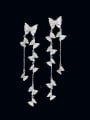 thumb Brass Cubic Zirconia Butterfly Tassel Luxury Cluster Earring 3