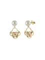 thumb 925 Sterling Silver Imitation Pearl Clover Vintage Drop Earring 0