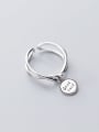 thumb 925 Sterling Silver  Vintage Retro Double Knot Round Card LUCK Letter Band Ring 1