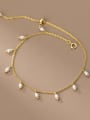 thumb 925 Sterling Silver Freshwater Pearl Oval Minimalist Anklet 0