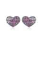 thumb Copper Cubic Zirconia Heart Cute Stud Earring 0