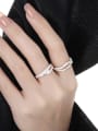 thumb 925 Sterling Silver Cubic Zirconia Irregular Vintage Stackable Ring 1