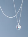 thumb 925 Sterling Silver Glass Stone Heart Minimalist Necklace 1