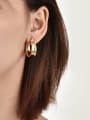 thumb Brass Irregular Vintage  Concave Smooth  Huggie Earring 1