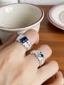 thumb 925 Sterling Silver Glass Stone Special Shaped Vintage Band Ring 2