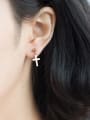 thumb 925 Sterling Silver Minimalist Smooth Cross  Drop Earring 2